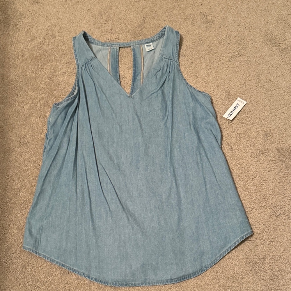 Old Navy Light Blue Chambray V-Neck Tank